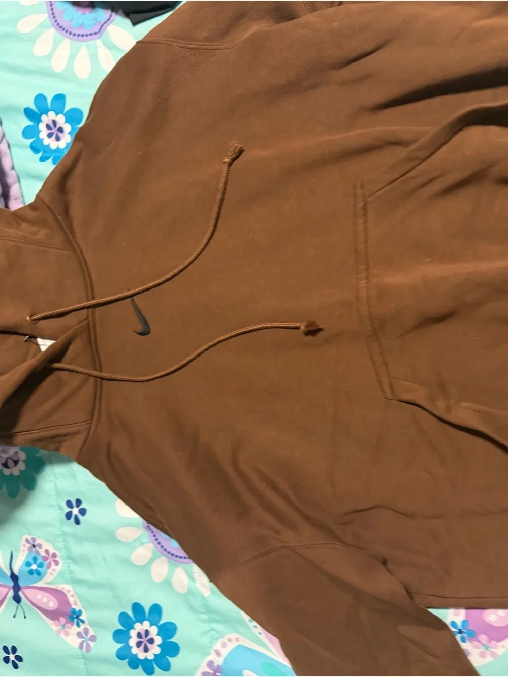 Nike Brown Hooded Pullover with Black Swoosh Accent